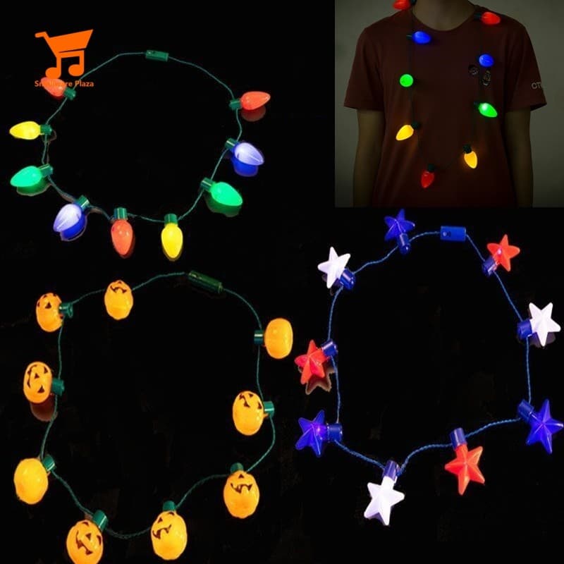 LED Light Up Colar Lâmpada Abóbora Estrela Piscando Brilho Festa Favores Feriado Natal Dia Das Bruxas Crianças Brinquedo