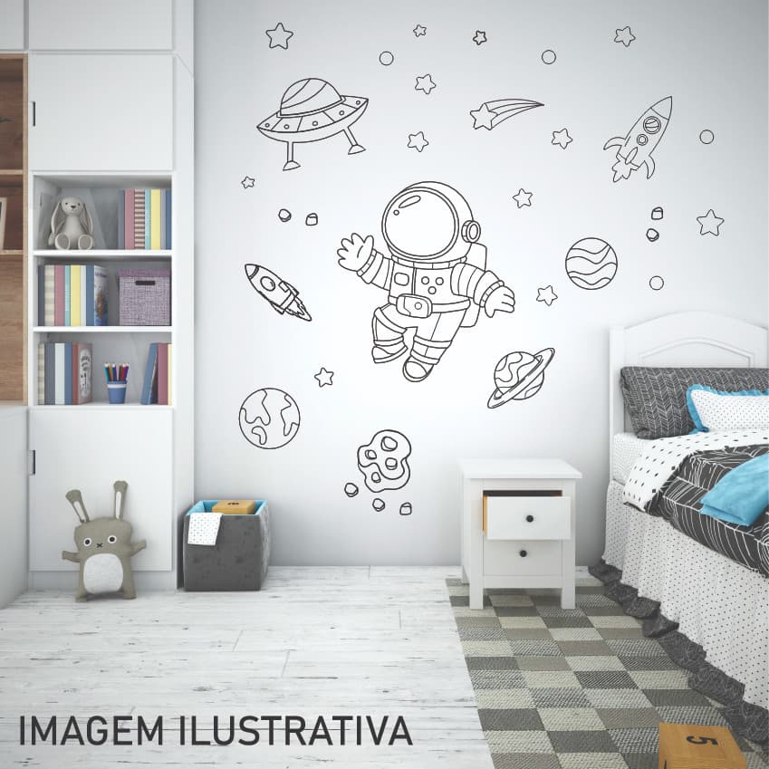 adesivo astronauta parede quarto
