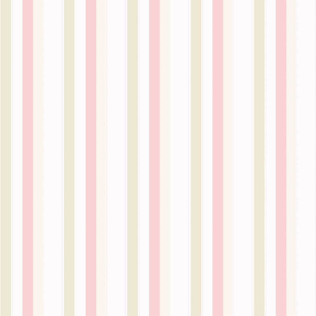Papel de Parede Decorativo Listrado Baby Irregular em Tons de Rosa e Bege 3,3mx0,50m