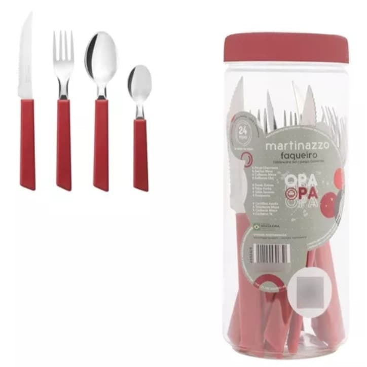 Conjunto Faqueiro Inox Conjunto Talheres Cozinha 24 Peças + pote- jogo de talher Dia a Dia