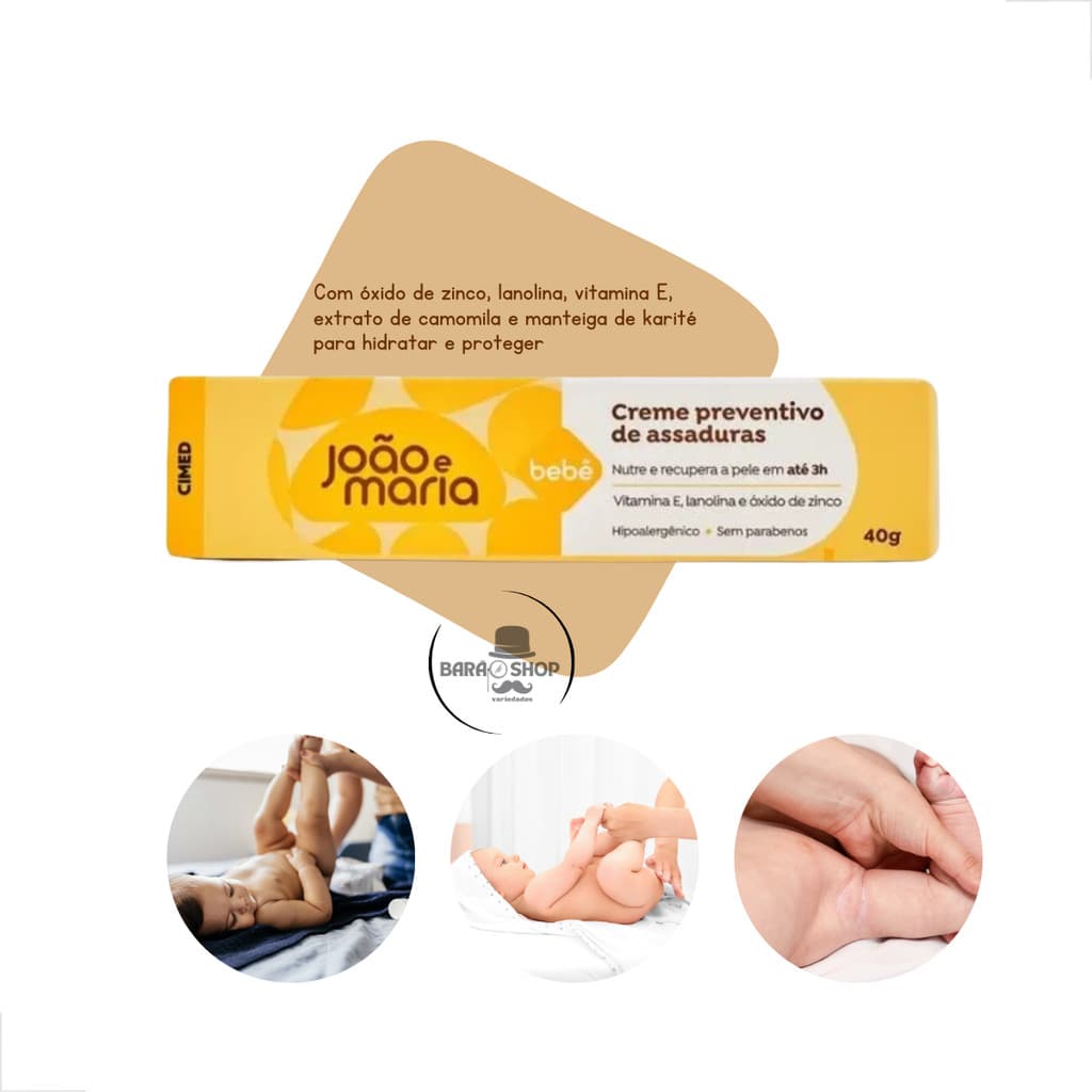 João E Maria Creme Preventivo Pomada Contra Assaduras Cimed 40g Cuidado Diário Bebê