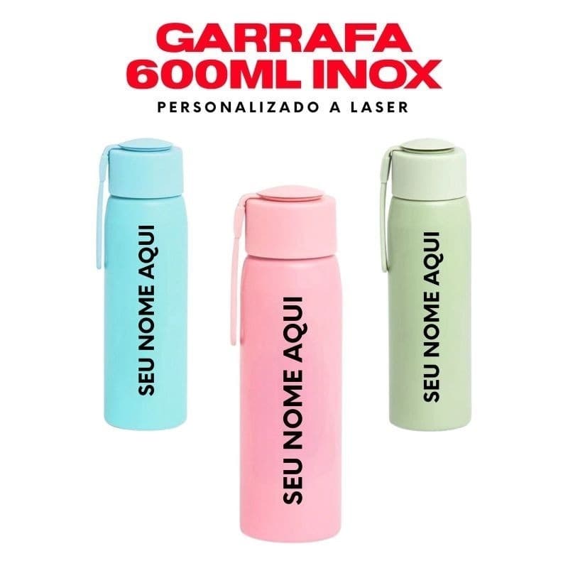 40 Garrafa 600ml Com Alsa Para Transporte, Personalizada , Logo Nome E Profissões