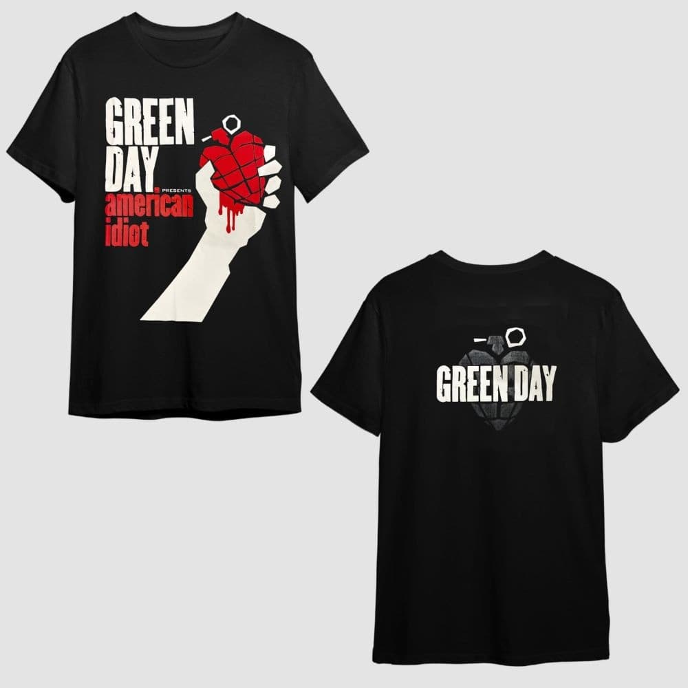 2026 Nova Camiseta Masculino Feminino Oversized Green Day American Idiot Preta De Rock