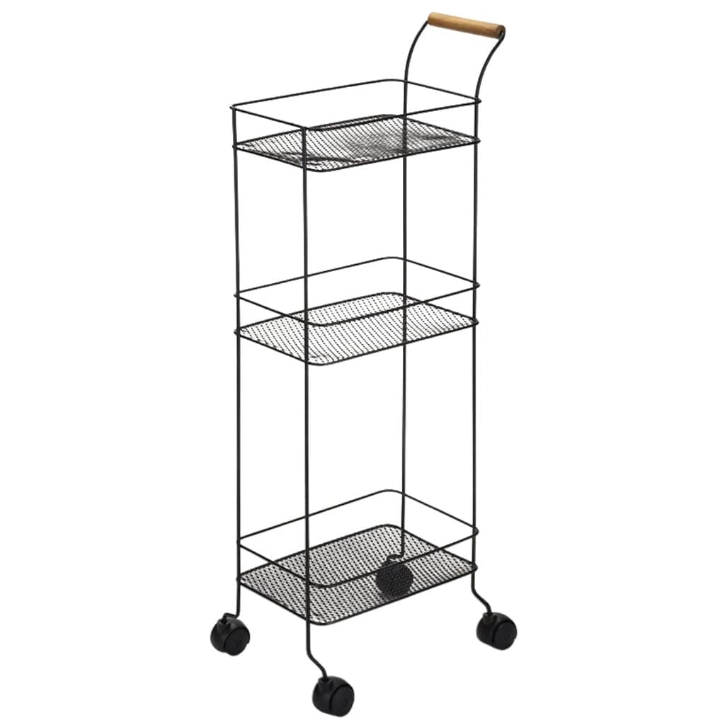 Organizador Carrinho Multiuso Auxiliar 3 Andares Rodinha Rodizio Preto Eco Design Arthi