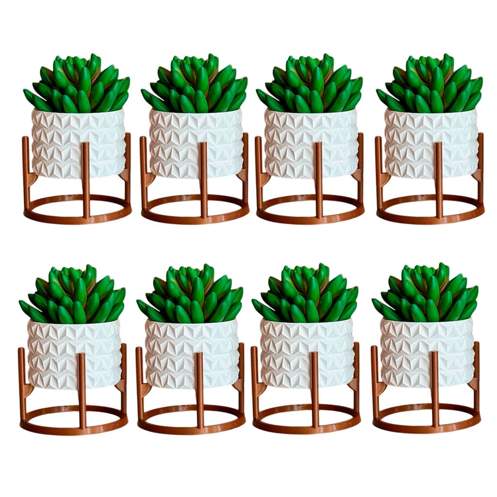 Kit com 8 Cachepot  Branco Textura Diamante Decoração Moderna Quarto Banheiro Sala de Estar Plantas