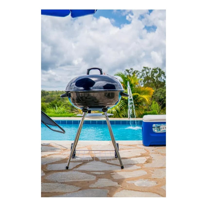 Churrasqueira Grill Bafo Com Tampa Rodas Preta Esmaltada
