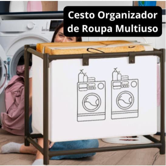 Cesto Organizador De Roupa Multiuso Grande Reforçado Prático Lavanderia Quintal Casa Futebol