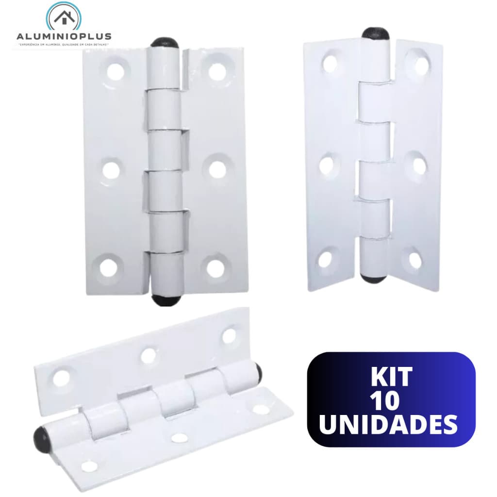 Dobradiça Em Alumínio 64 X 40 Mm Para Portas KIT 10 Unidades