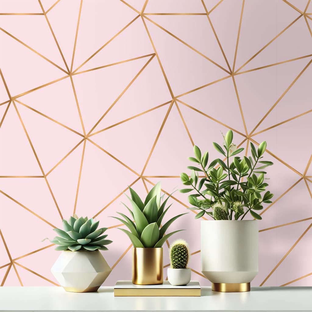 Papel de Parede Adesivo Autocolante Zara Rosa e Dourado - 5 Metros