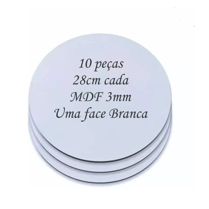 Cake Board base para Bolo/Torta em MDF branco 28 cm com 10 un.