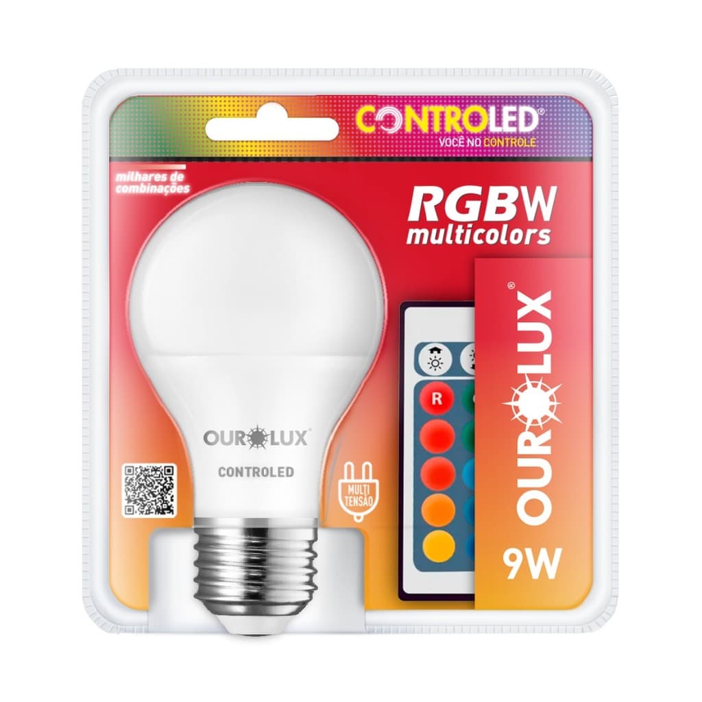 LAMPADA INTELIGENTE CONTROLED MULTICOLORS 9W RGBW OUROLUX