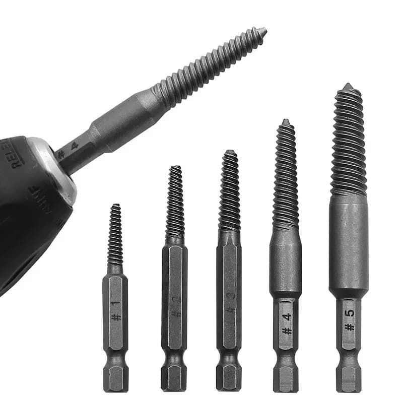 Kit 5 Pçs Extrator De Parafuso Quebrado Removedor Conjunto Centro Brocas Elétrica Hexagonal
