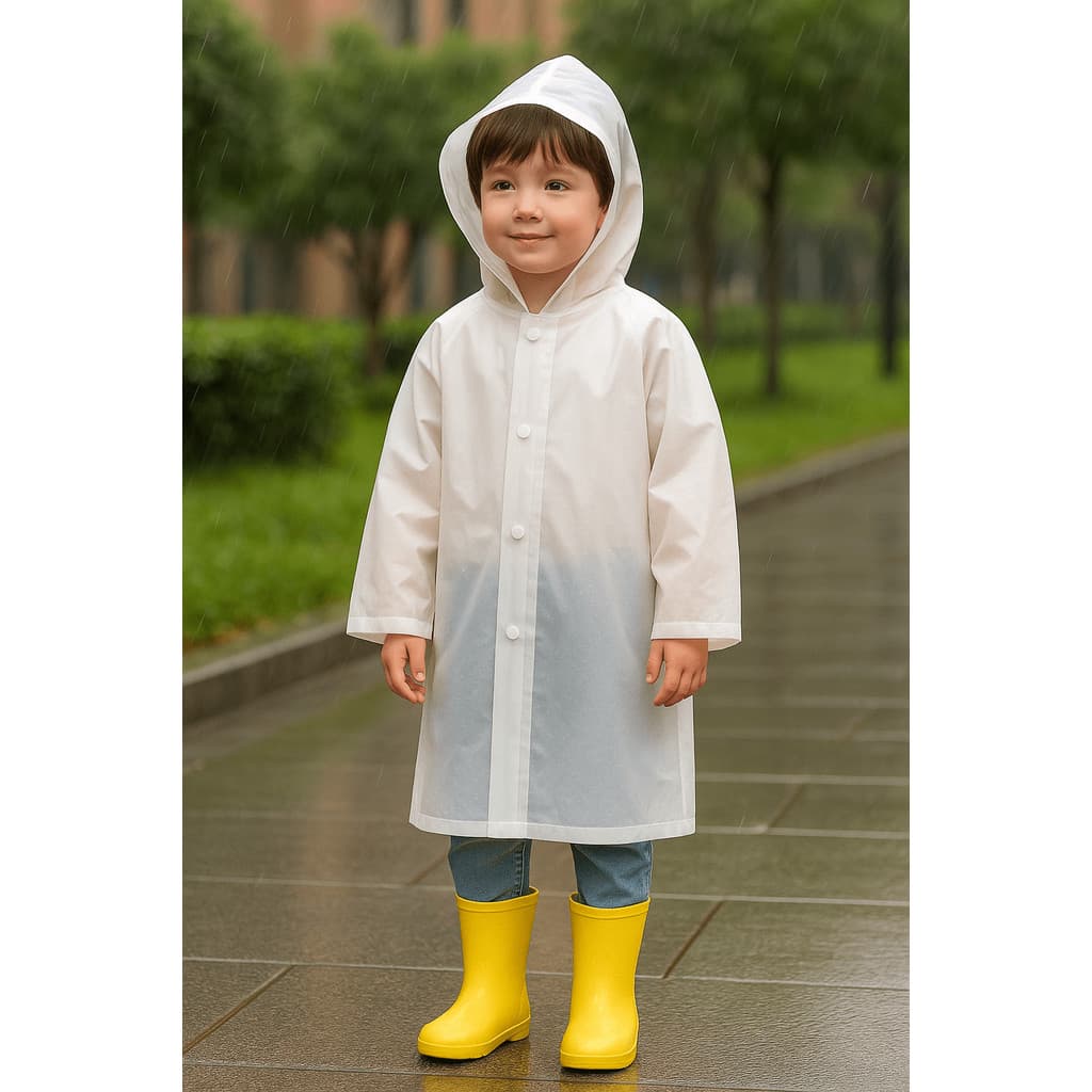 Capa Impermeável Contra Chuva Infantil com Capuz em PVC Leve Resistente para Escola Passeio e Dias de Chuva