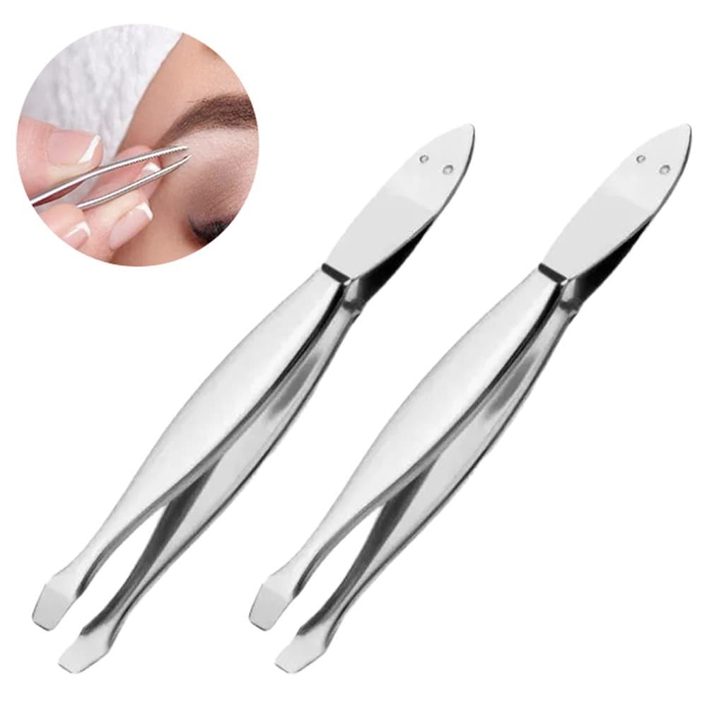 Kit com 2 Pinças Higiênicas para Depilação de Sobrancelhas Extração de Pelos Bigode - Salão Beleza