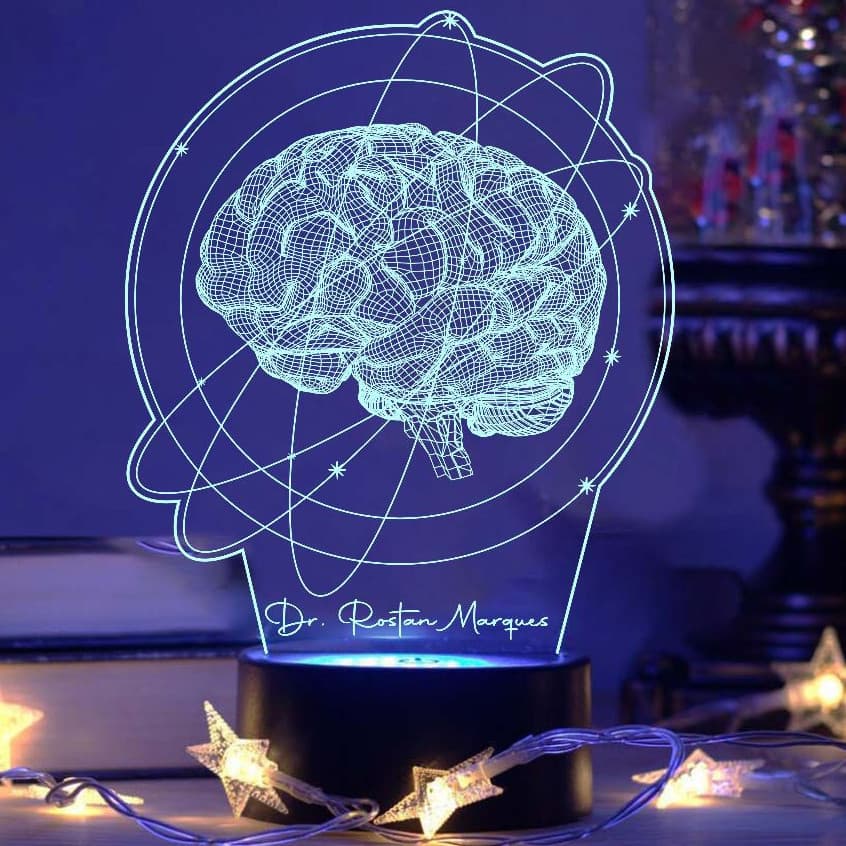 Luminária Cérebro, Neurologista 7 cores RGB 3D Decoração, Psicologia, Médico, Personalizado