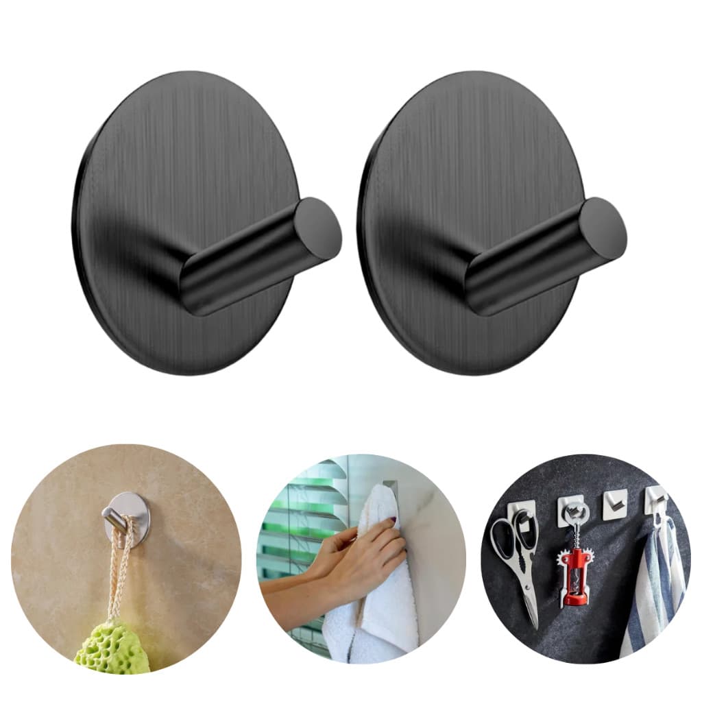 Kit 2 Gancho Inox Adesivo 3m Parede Suporte Cabide Autocolante Pendurar Chave Roupa Utensílios Resistente Multiuso Unive