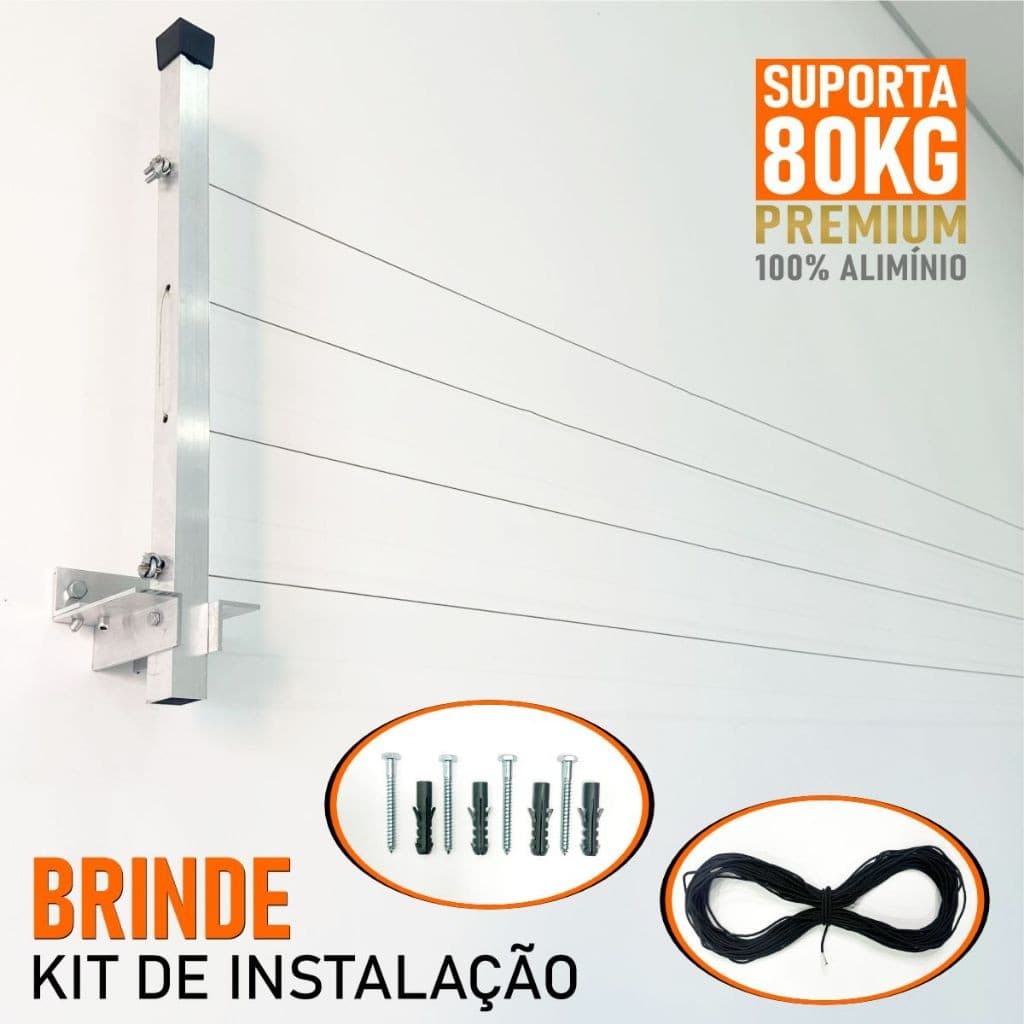 Varal de Roupa de Parede Retrátil para Sacada Até 80kg