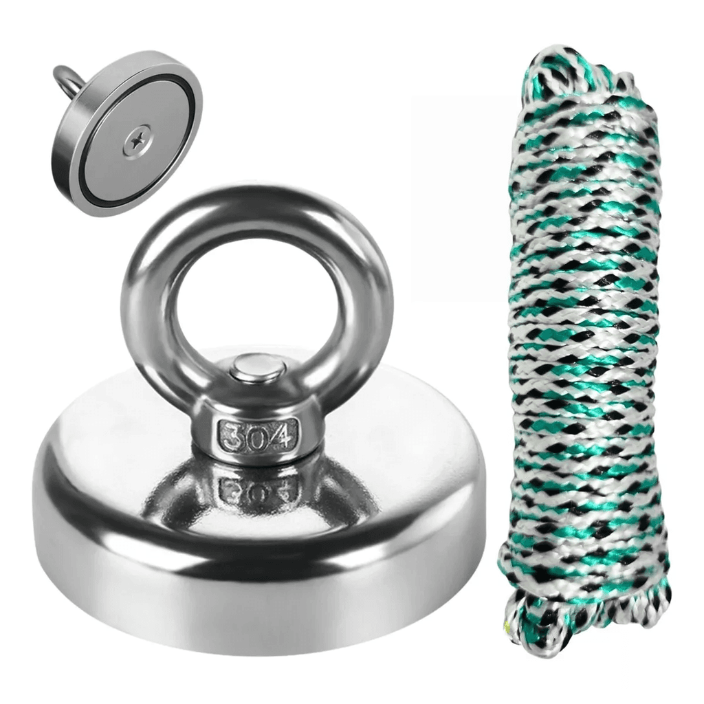 Imã Neodímio 42mm Pesca Magnética Até 61kg De Força + Corda