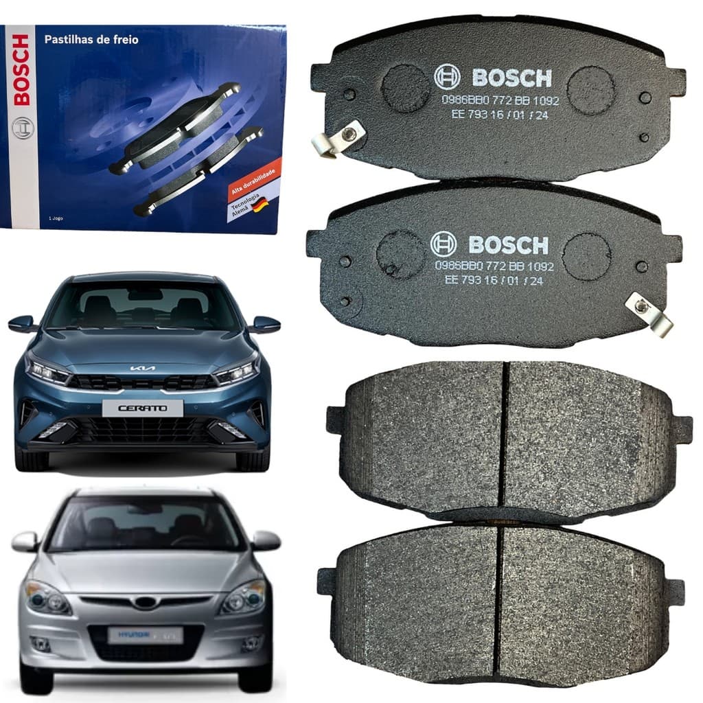 Pastilha De Freio Dianteira I30 2.0 2009 2010 2011 2012 Cerato 1.6 2.0 2009 a 2012 Bosch Original