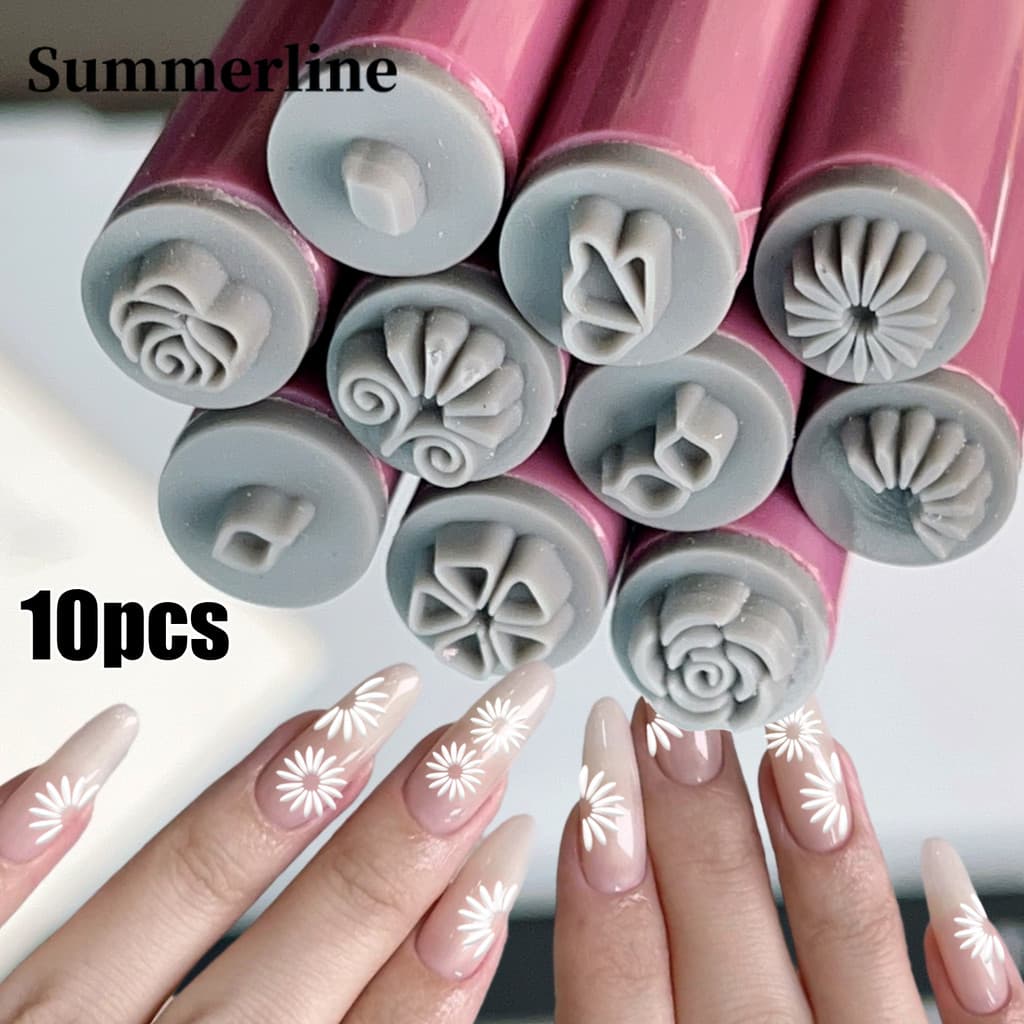 Caneta Para Carimbo De Unhas Com Padrões De Flores DIY Art-Pincel Pontilhado Profissional Decorações Arte Em