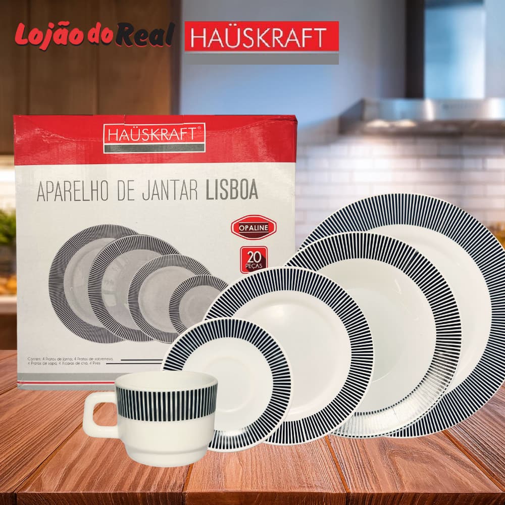 Aparelho De Jantar Porcelana Listras 20pcs Hauskraft