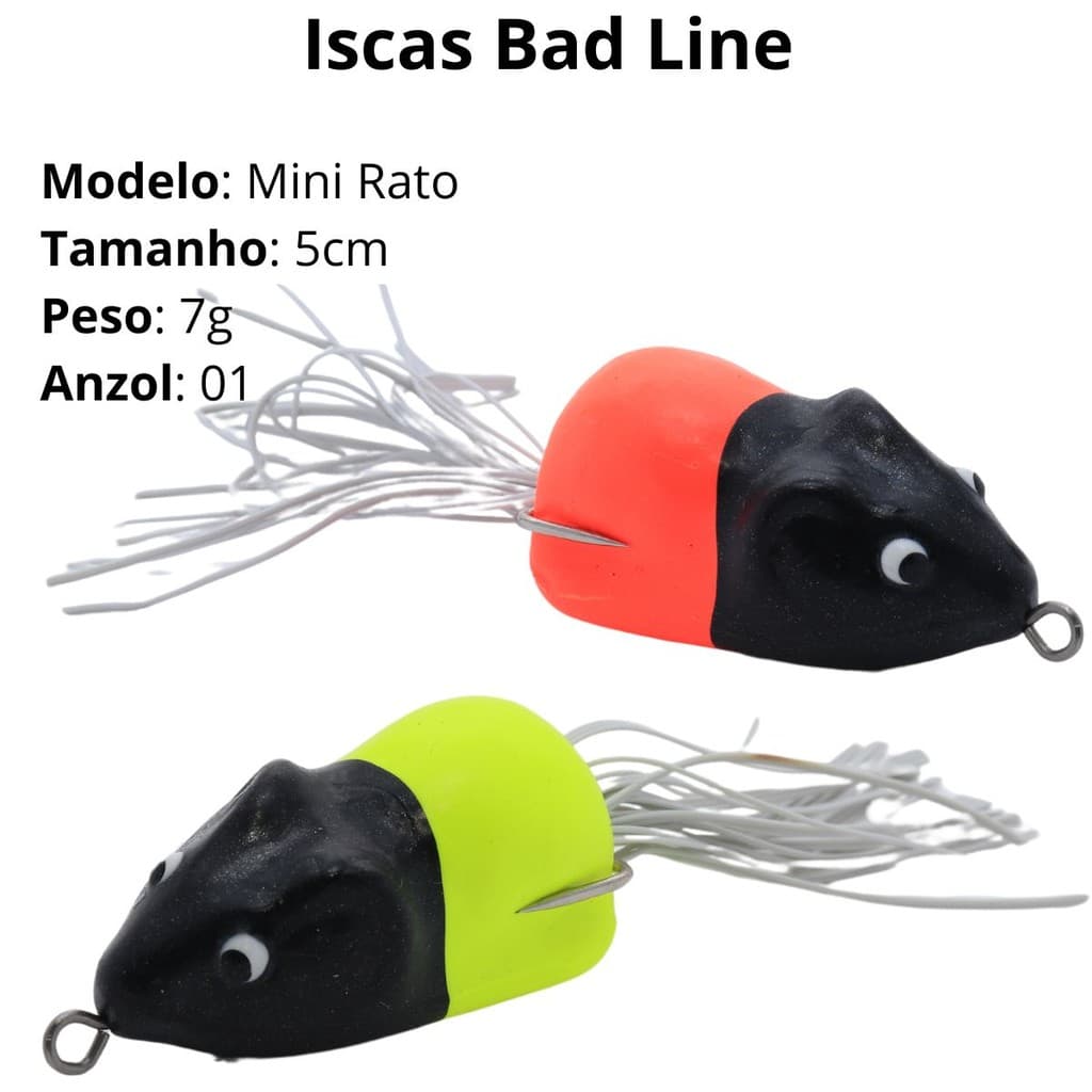 Isca artificial para pesca de Superfície Mini Rato bad line Ratinho 5cm 7g Traíra Trairão