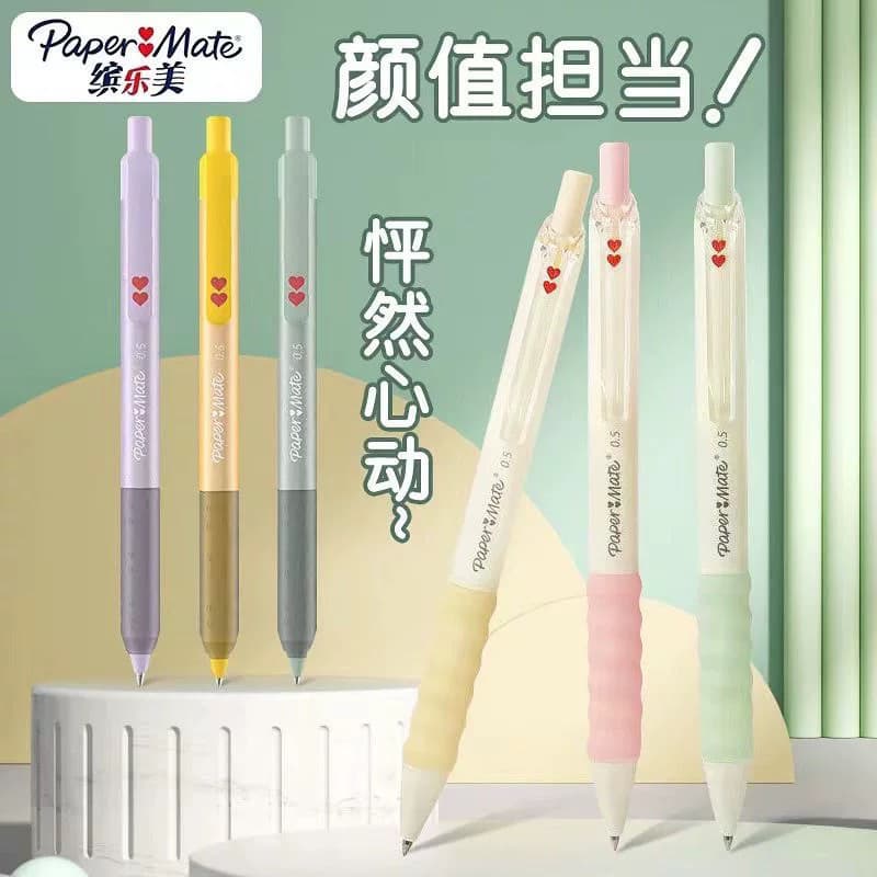 Nova caneta de gel preta de secagem rápida, com ponta retrátil de 0,5 mm, da Papermate, ideal para estudantes do ensino