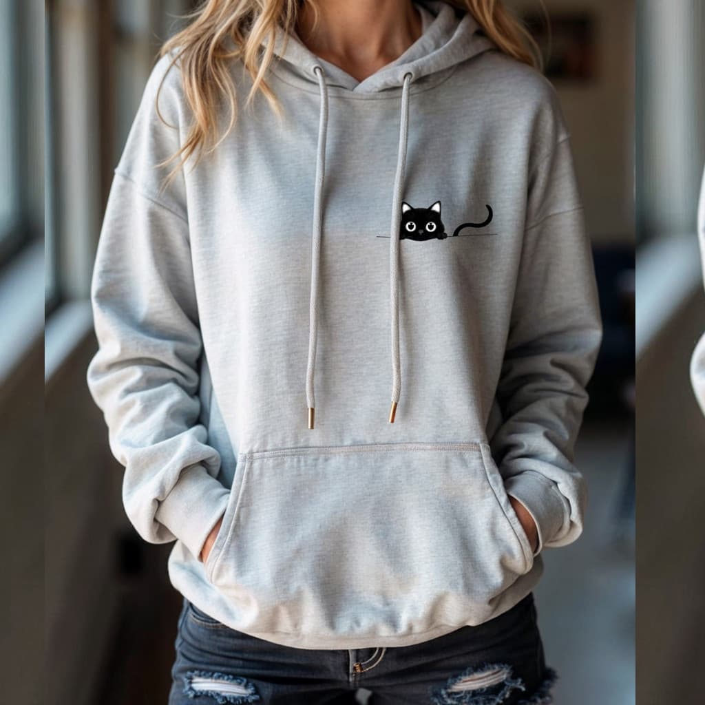 Moletom Canguru Blusa De Frio Inverno Moletom Feminino Capuz Blusao Unissex Fofinho Estampado Gato