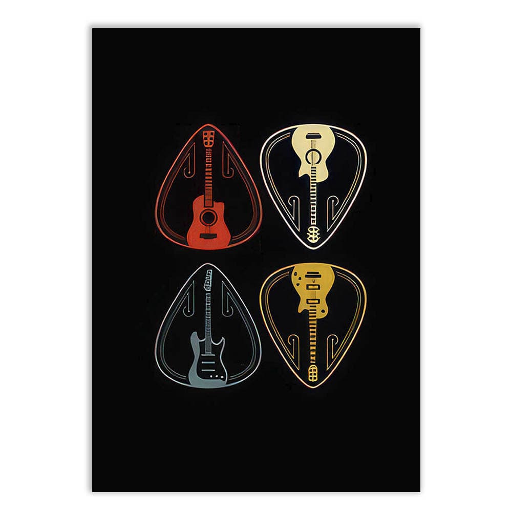 Placa Quadro Decorativo Palheta Violão E Guitarra Decoração Quarto Sala