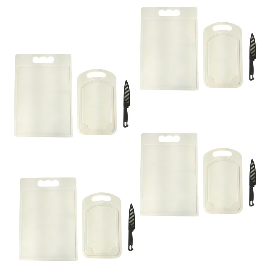 kit 4 tabua de corte com faca corta carne legumes de plastico resistente cozinha