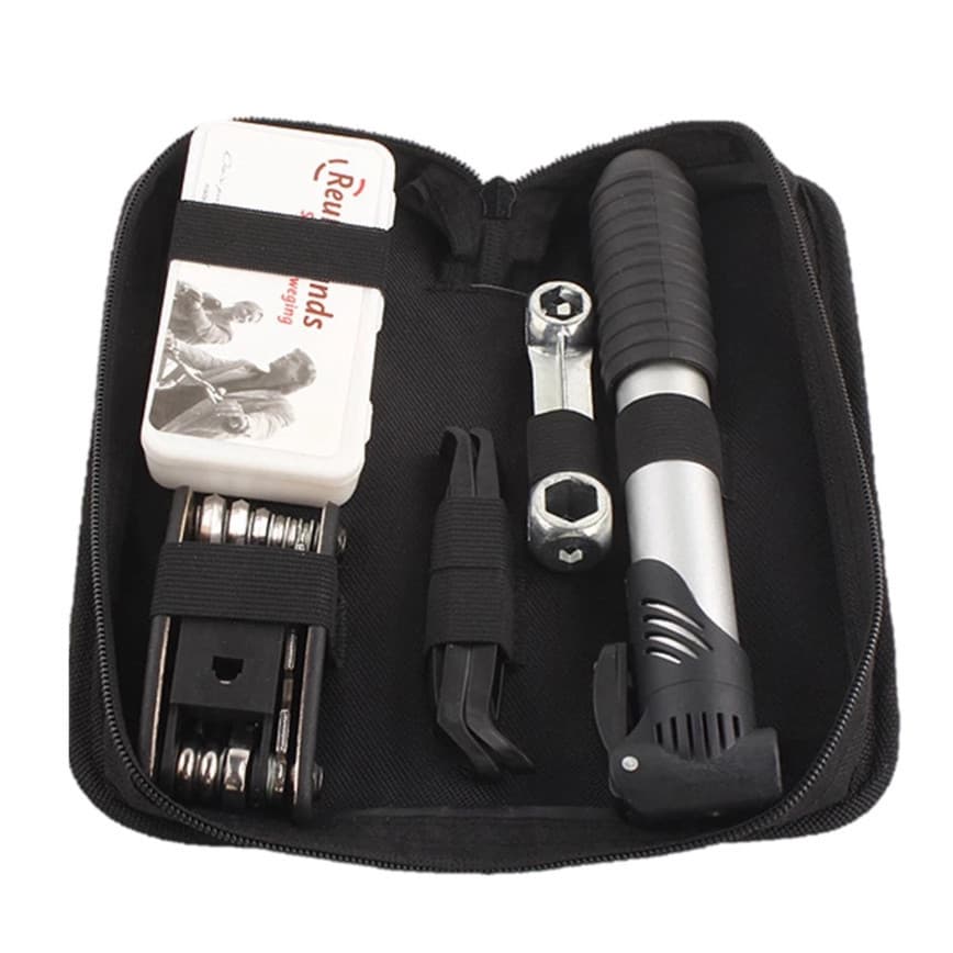 Kit Ferramentas Bike Chaves Bomba de Ar Remendo Reparo Bicicleta Bolsa Para o Quadro