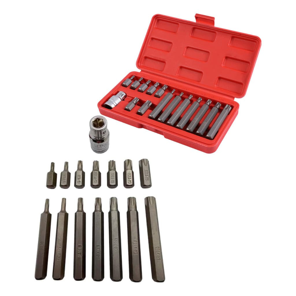 Kit De Bits Torx Para Encaixe 10mm T20 A T55 Com 15 Peça 1/2