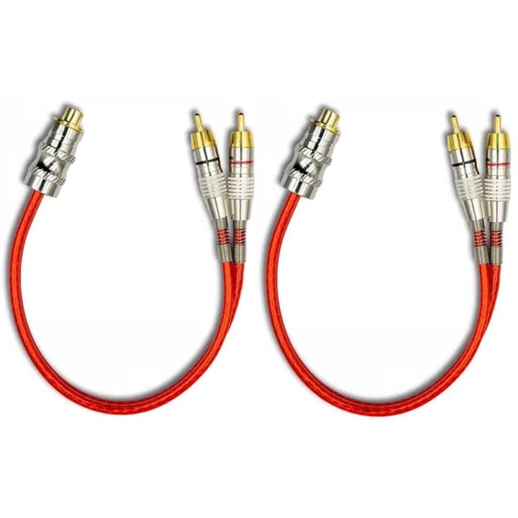 Kit 2 Cabo Rca Y 2m 1f Blindado 5mm Dupla Blindagem Flexível