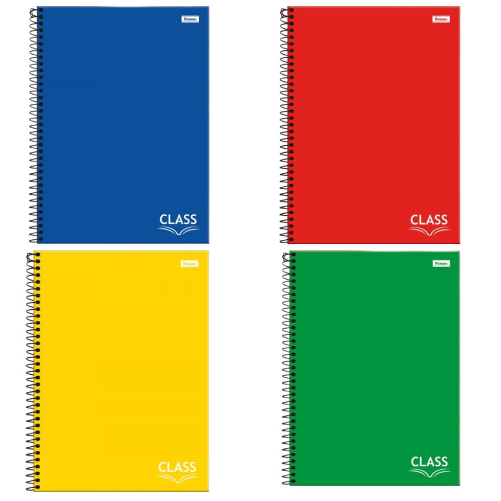 Caderno Universitário Class Espiral Capa Dura 80 Folhas Foroni Caderno Grande