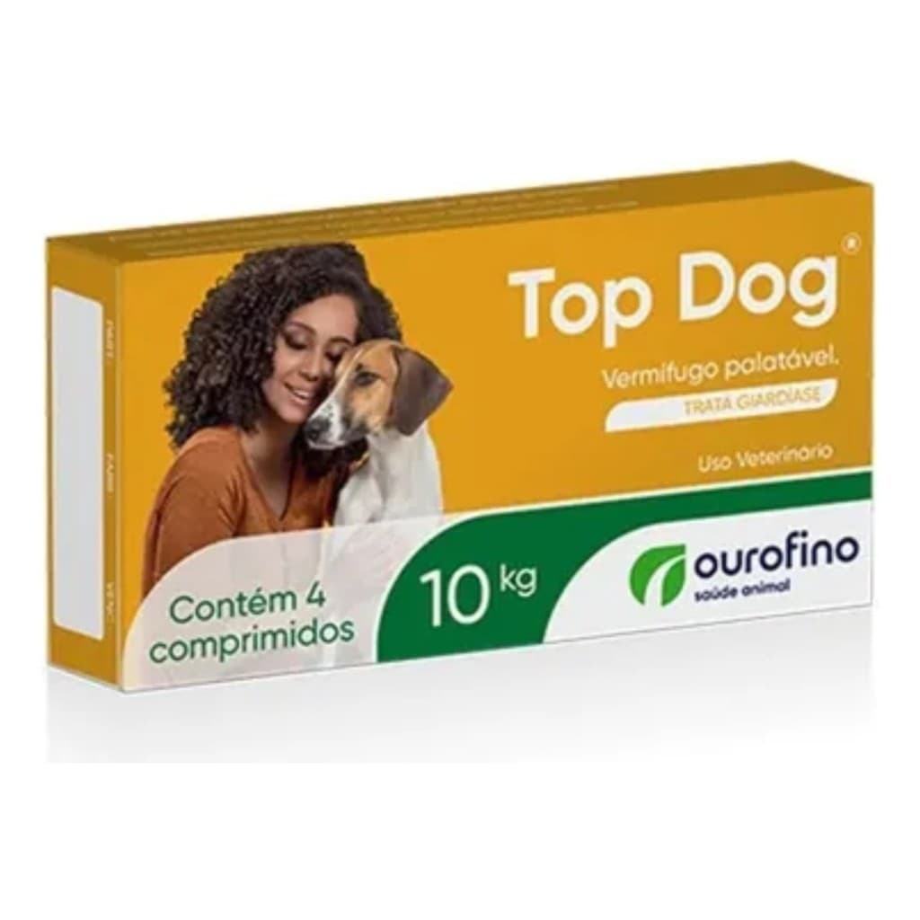 Vermífugo Top Dog 10 Kg 4 Comprimidos Para Cachorros Cães