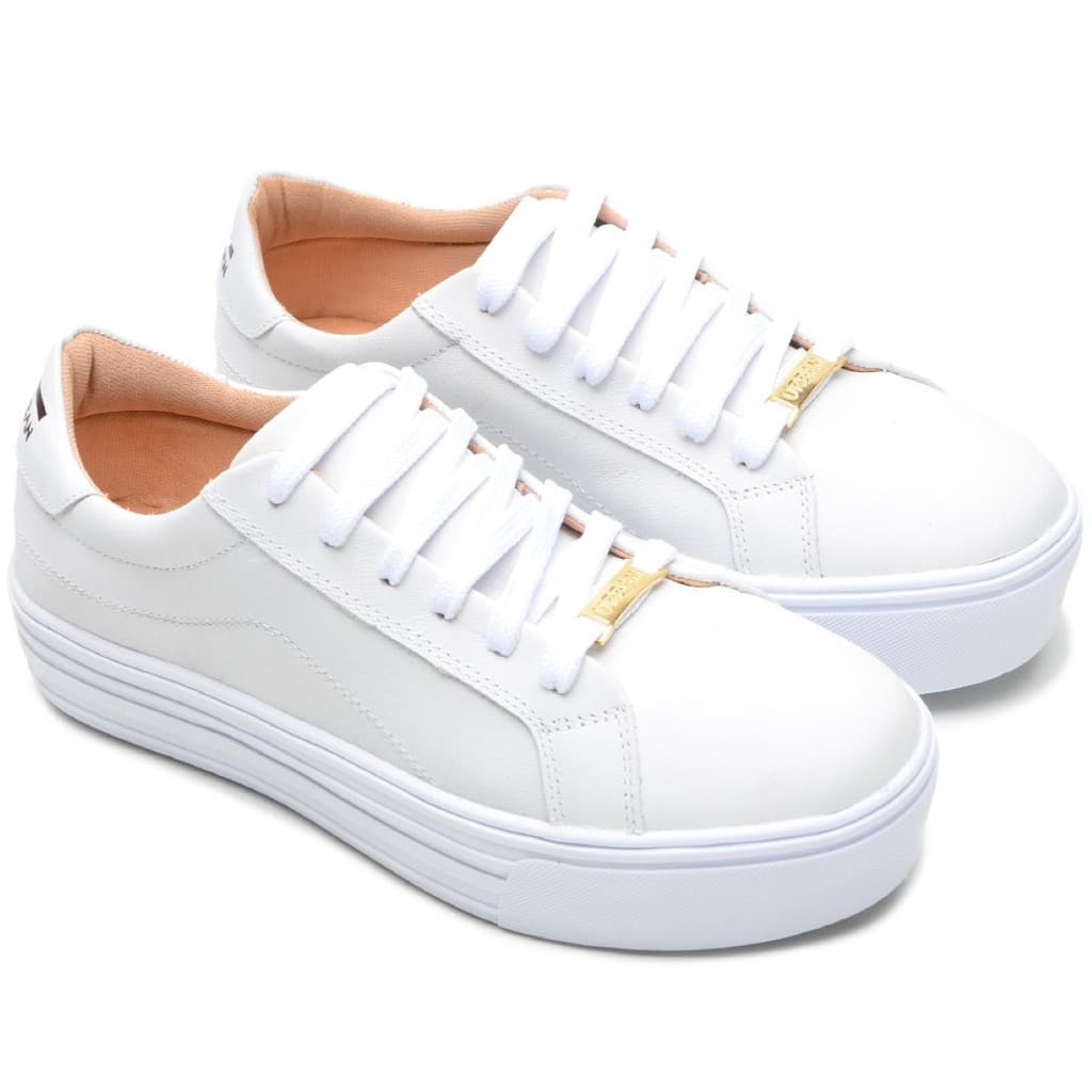 Tênis Feminino Casual Sapatênis Urbano Moda Confortável Tenis Branco Preto Dourado