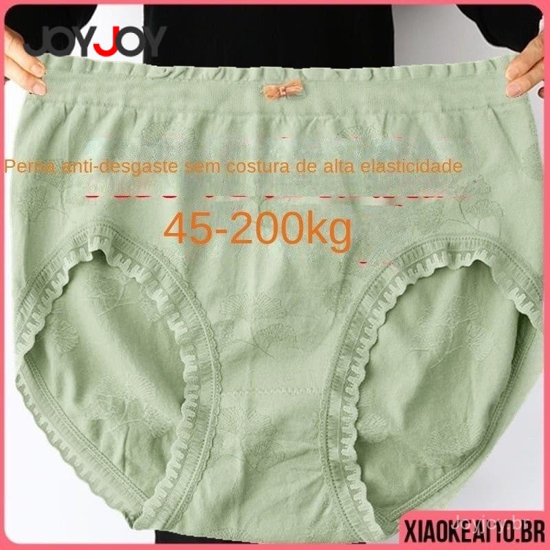 Joyjoy (45 ~ 200KG) G3 Cintura Alta Algodão Conforto Calcinha Suplex Plus Size Barriga de Algodão Seguro 56 OZOU