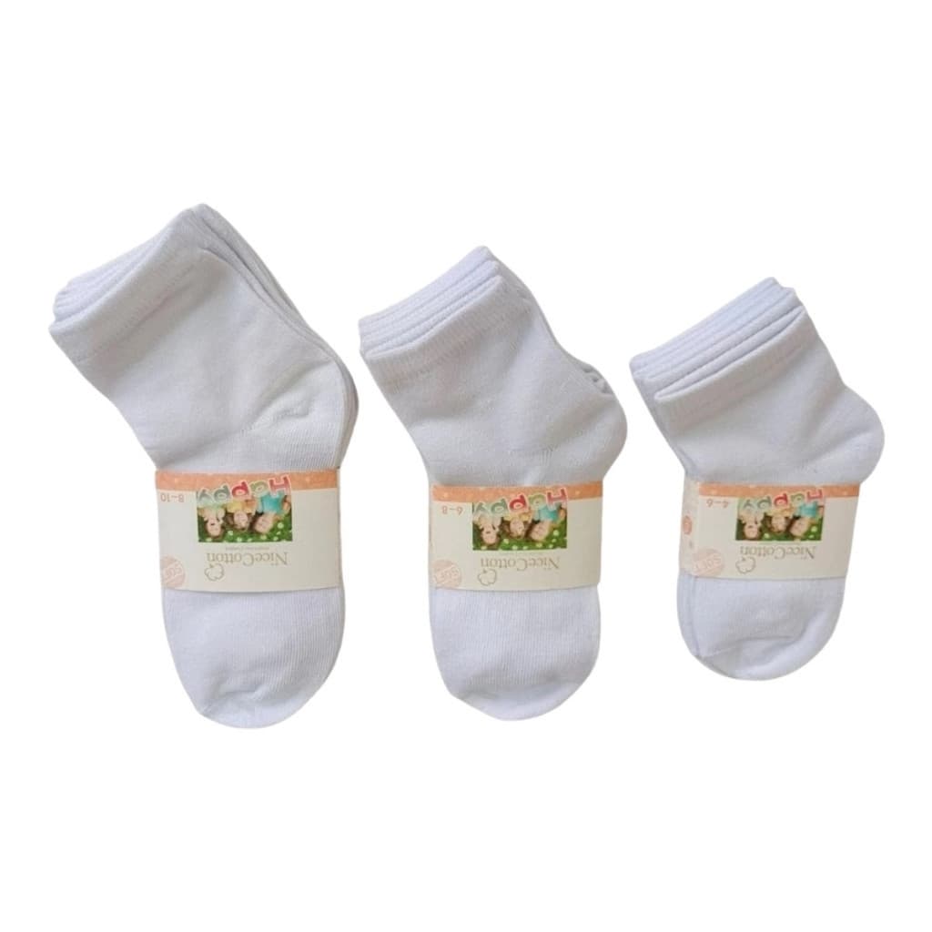 kit 12  Meias desportivas brancas puras anti-odor e anti-suor para crianças