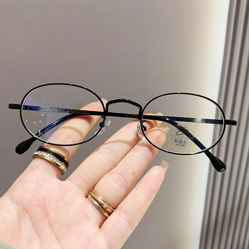 Moda Nova Seda Dourada Óculos De Armação Pequena Rosto Liso Feminino Pode Ser Combinado Com Miopia Grau metal oval Retrô