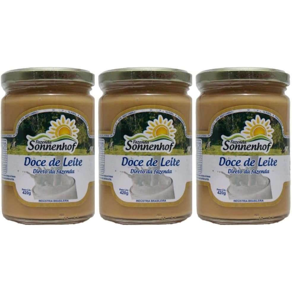 Kit com 3 Doce de Leite Cremoso Puro 420g - Fazenda Sonnenhof