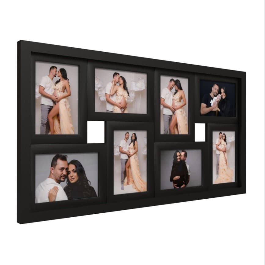Quadros Decorativos Porta Retrato 8 Fotos Moldura Fotográfica 10x15cm Parede Preto