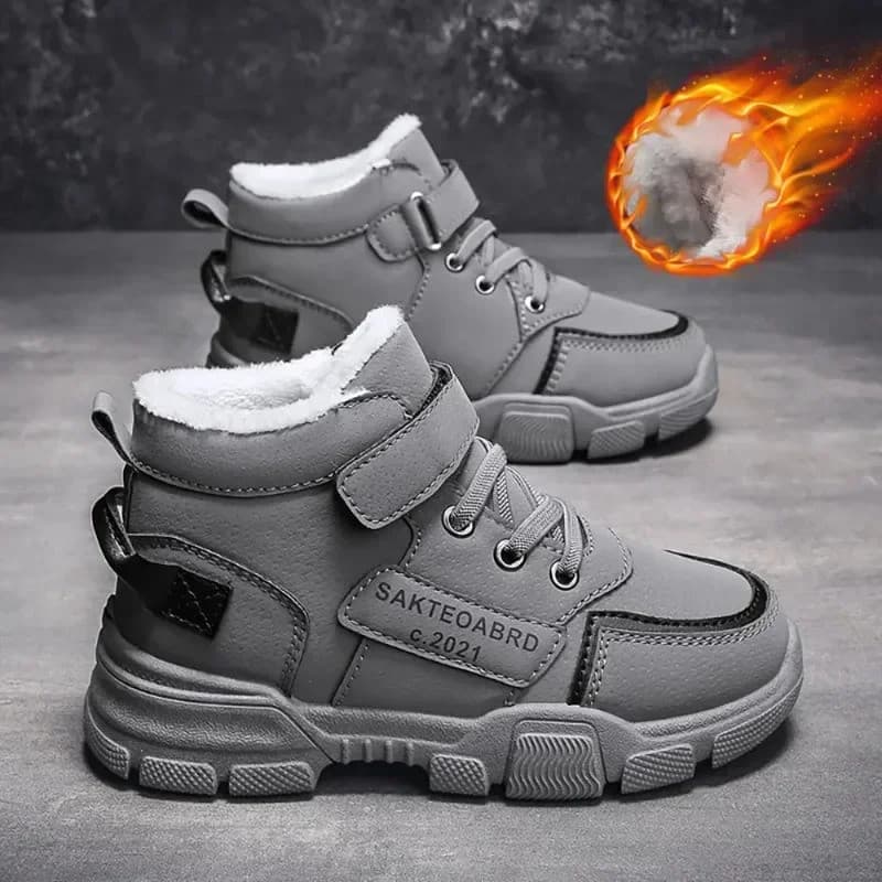 Botas De Neve De Inverno Para Crianças 2024 Tendência Moda Sapatos De Algodão De Pelúcia Grosso Quente Adolescente Pele