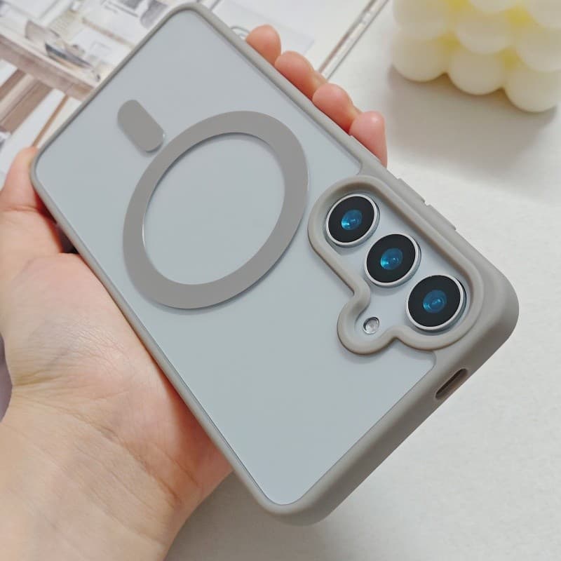 Luxo Acrílico Magnético De Carregamento Sem Fio Caso Telefone Para Samsung Galaxy S24 S23 FE S22 Plus Ultra 5G Duro À Pr