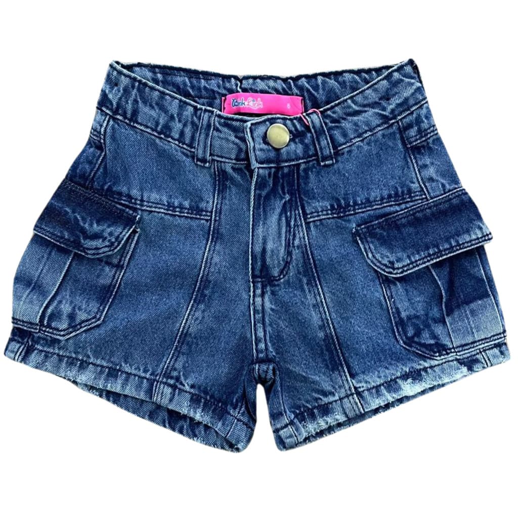 Shorts Jeans Meninas Feminino Cargo Elegante Estiloso Moda Casual