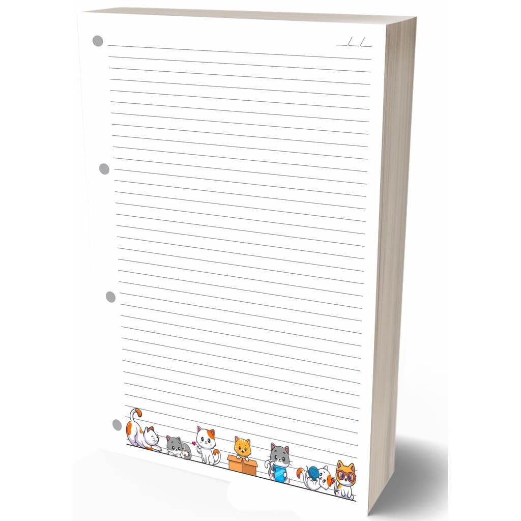 Refil Argolado 90g 80 Folhas Cute Gatinho Caderno Fichario