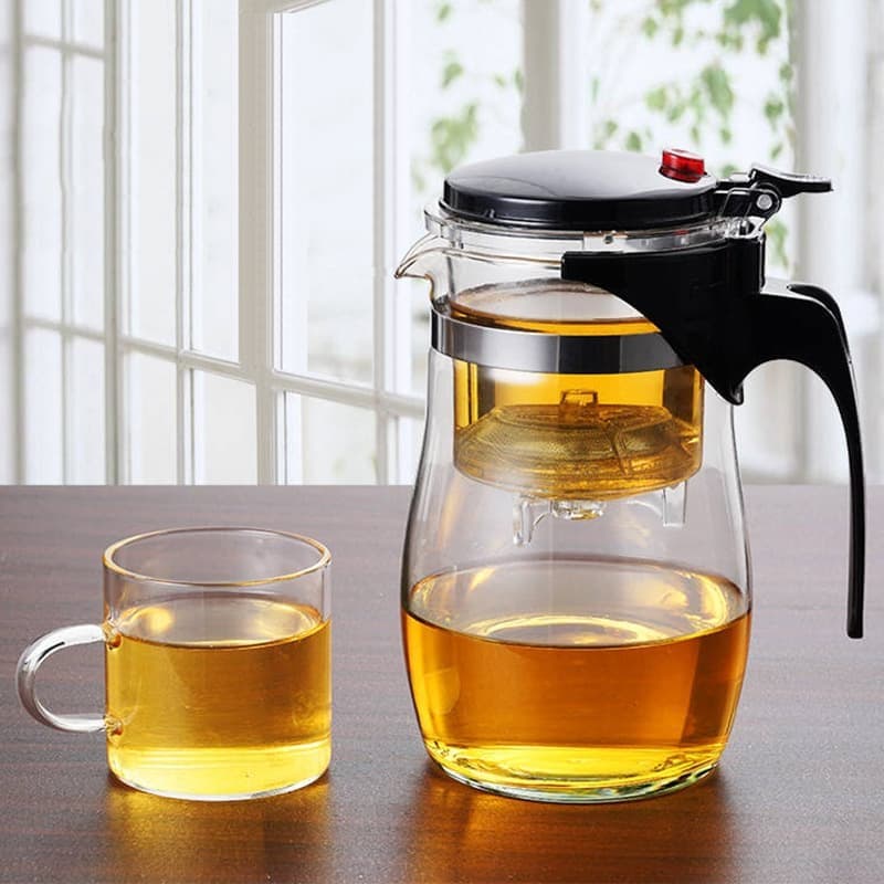 Chaleira Bule Jarra de Vidro 900ML Para Chá Com Infusor Reutilizável