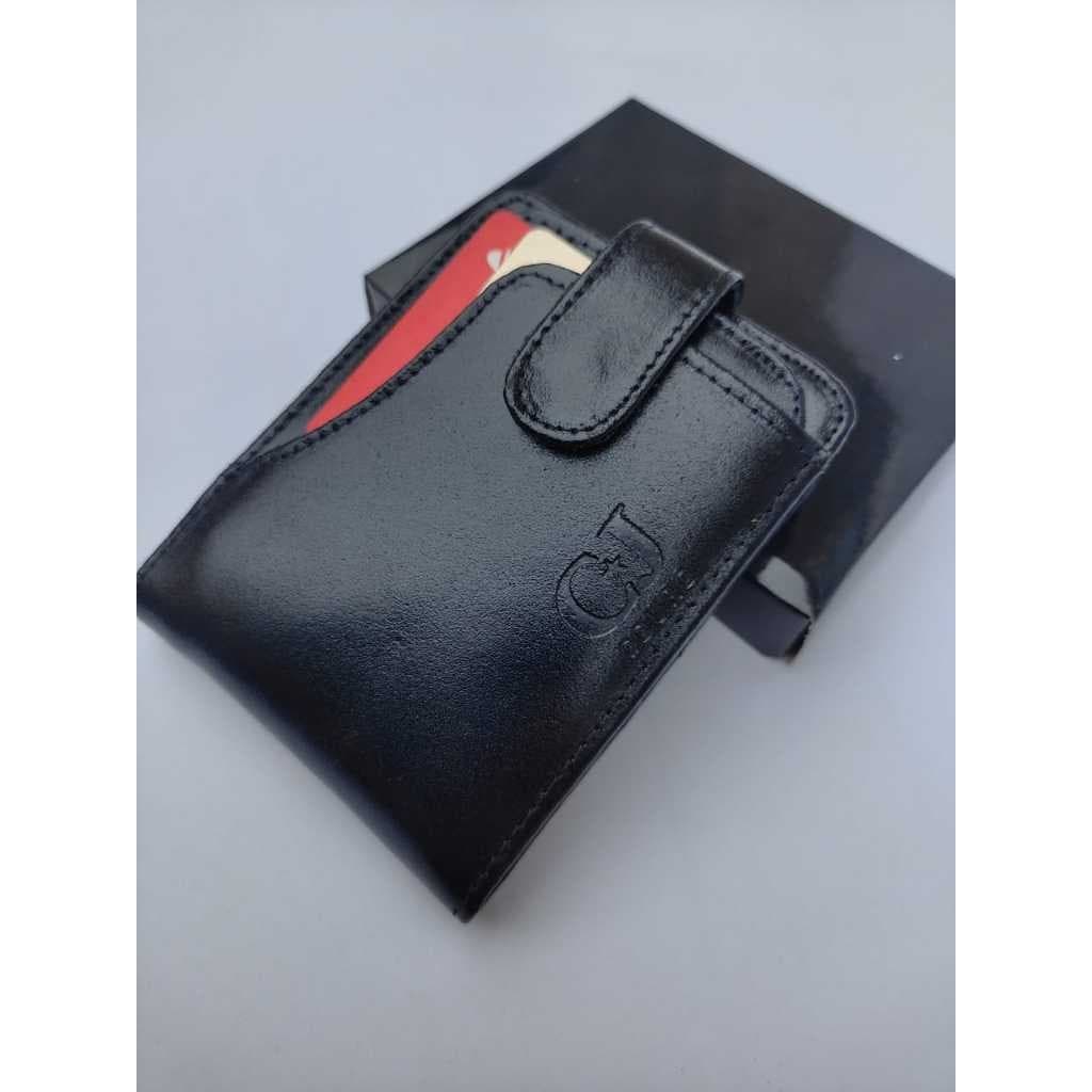 Carteira Masculina Couro Porta Cartão CNH RG Com Fecho De Botão