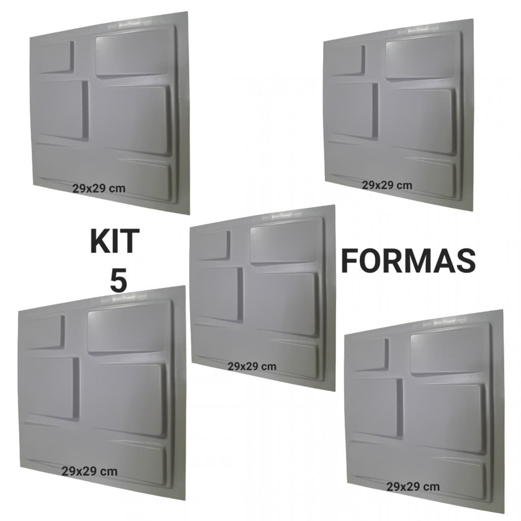 Kit 5 Forma De Gesso Molde Gesso Placa Gesso 3d Bloco 29x29