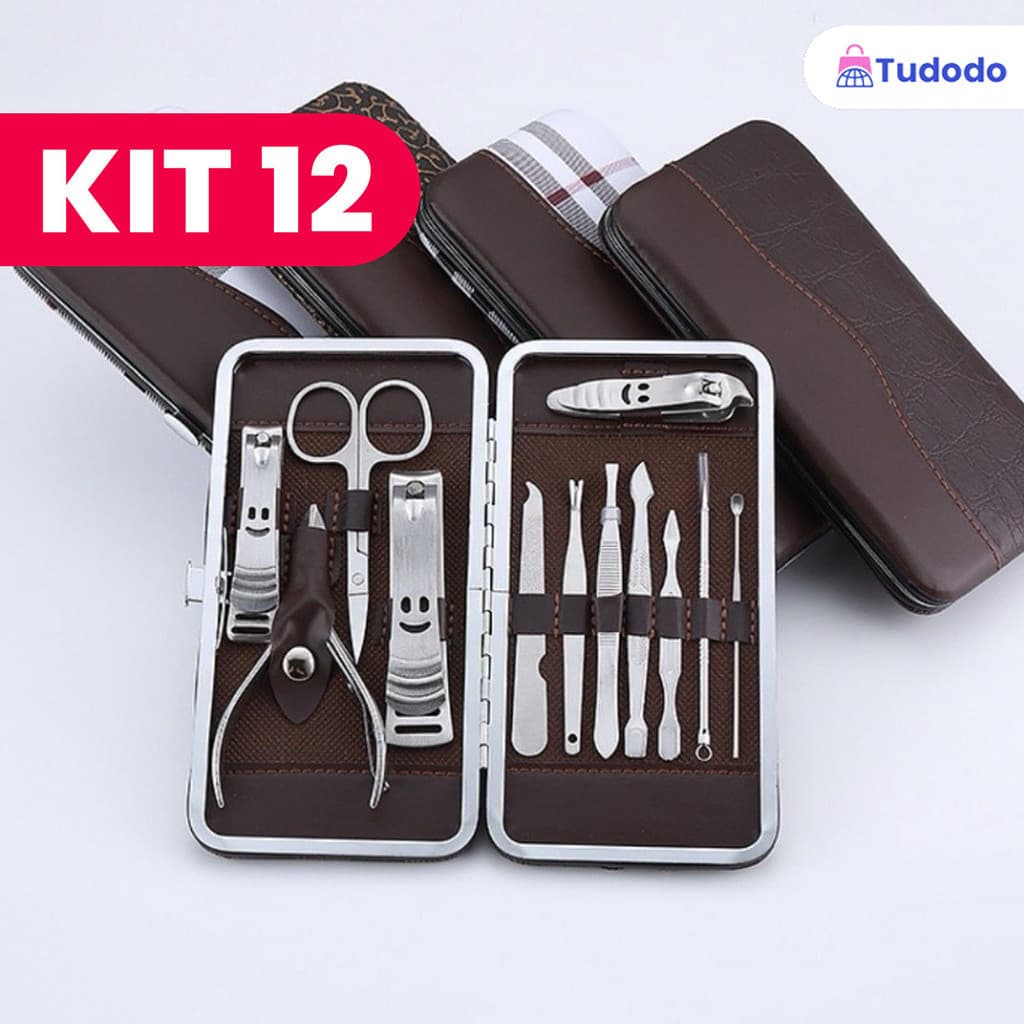 Conjunto de Manicure Portátil com Cortador de Unhas, Pinça e Tesoura
