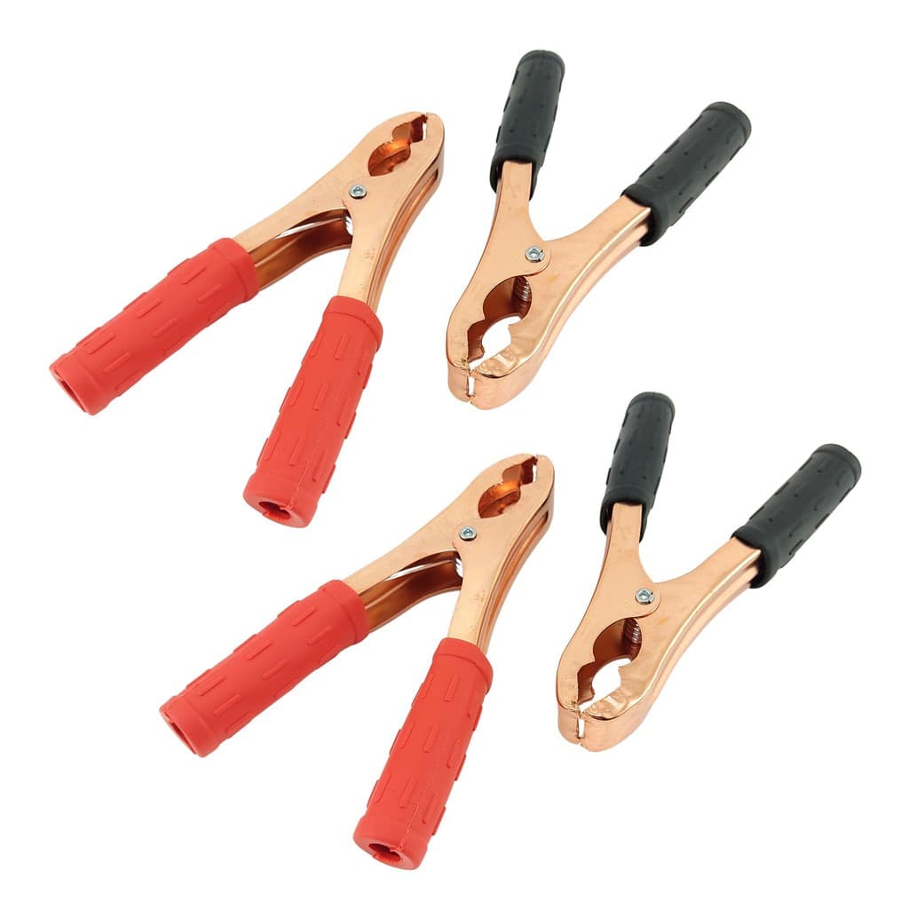 Jogo Kit 4 Garra Jacaré 200A Bateria Chupeta Clip Cabo Suporte Emborrachado